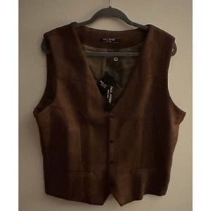 Paul Jones Suede Vest Mens Size L Brown Button Up Western Casual